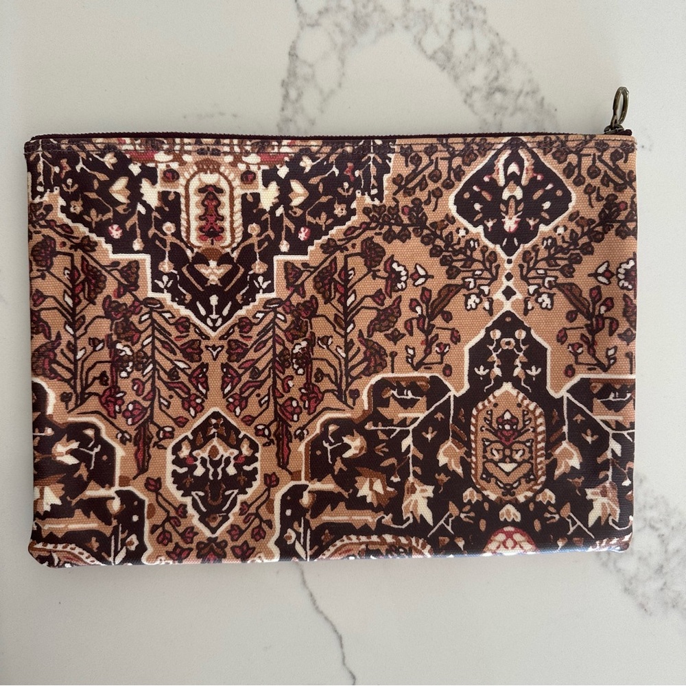 Madewell Large Paisley Print Zip Pouch in Gentle Blush Pink Mauve Multicolor